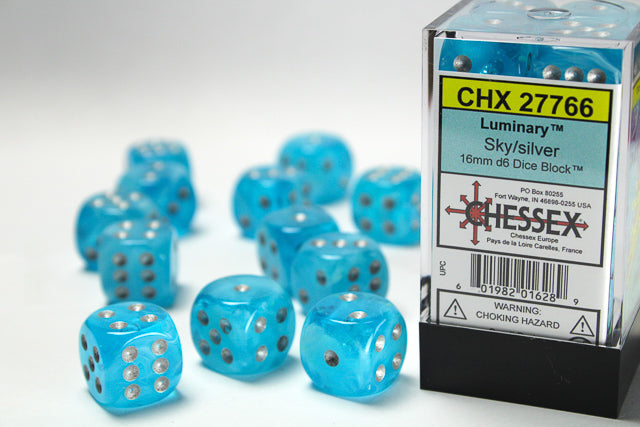 CHX27766 16mm D6 Dice Block: Luminary Sky with Silver | GrognardGamesBatavia