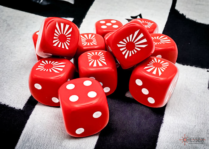 CHX 29062 Japan War Dice Opaque Red/white 16mm d6 Dice Block (12 dice) | GrognardGamesBatavia