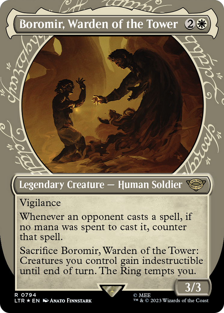 Boromir, Warden of the Tower (Showcase) (Surge Foil) [The Lord of the Rings: Tales of Middle-Earth] | GrognardGamesBatavia