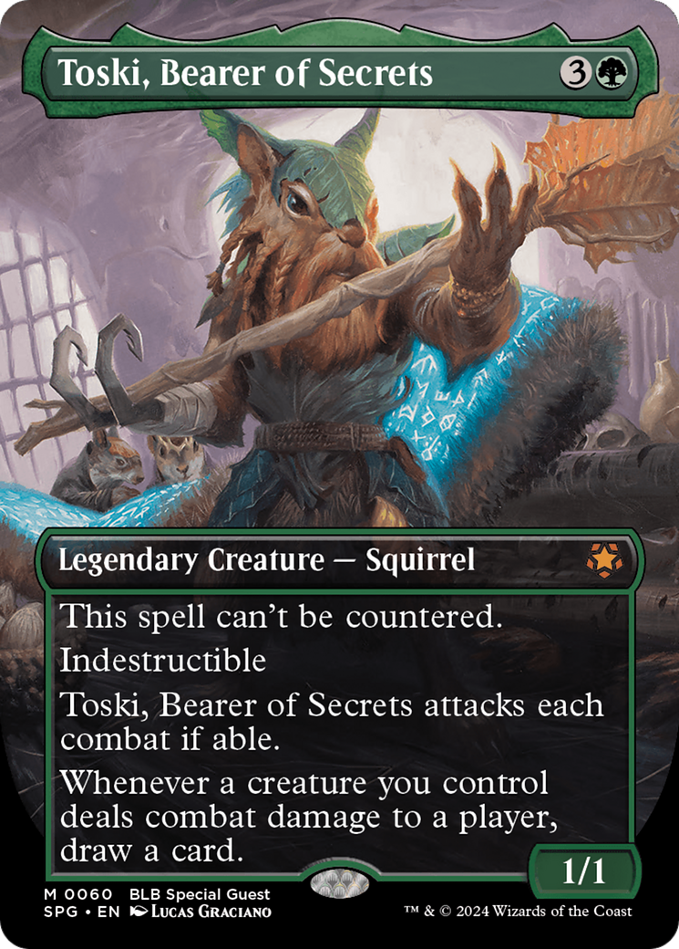 Toski, Bearer of Secrets (Borderless) [Bloomburrow Special Guests] | GrognardGamesBatavia