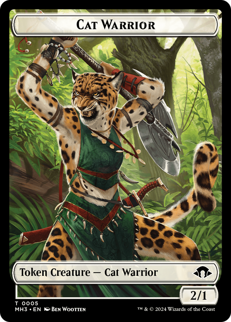 Cat Warrior // Energy Reserve Double-Sided Token [Modern Horizons 3 Tokens] | GrognardGamesBatavia