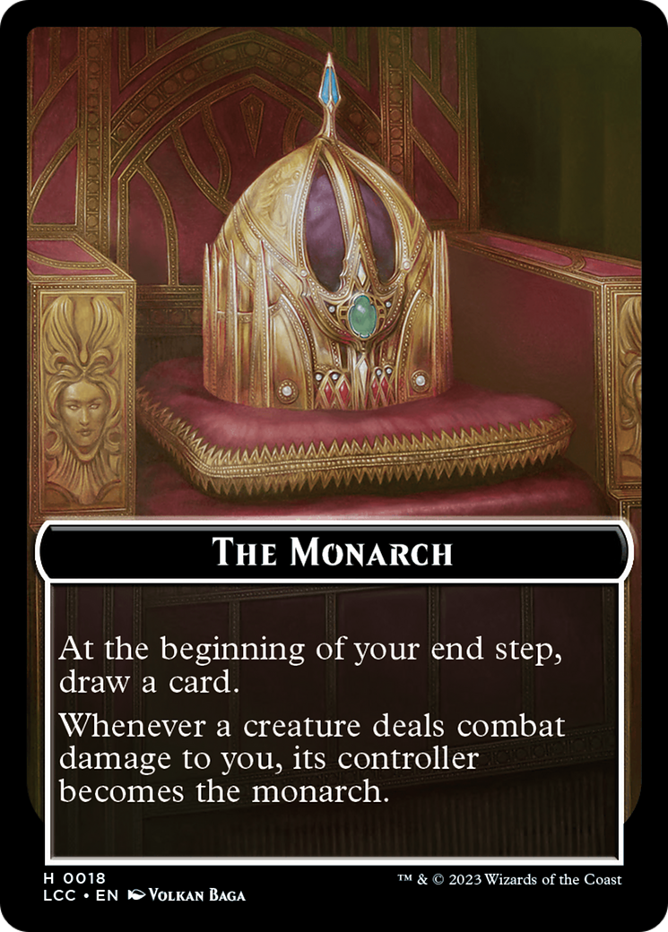 The Monarch // Dinosaur Double-Sided Token [The Lost Caverns of Ixalan Commander Tokens] | GrognardGamesBatavia