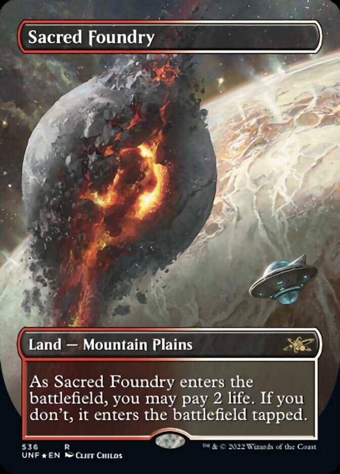 Sacred Foundry (Borderless) (Galaxy Foil) [Unfinity] | GrognardGamesBatavia