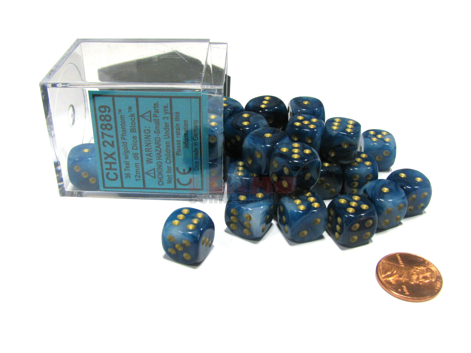 CHX27889 12mm D6 Dice Block: Phantom Teal with Gold | GrognardGamesBatavia