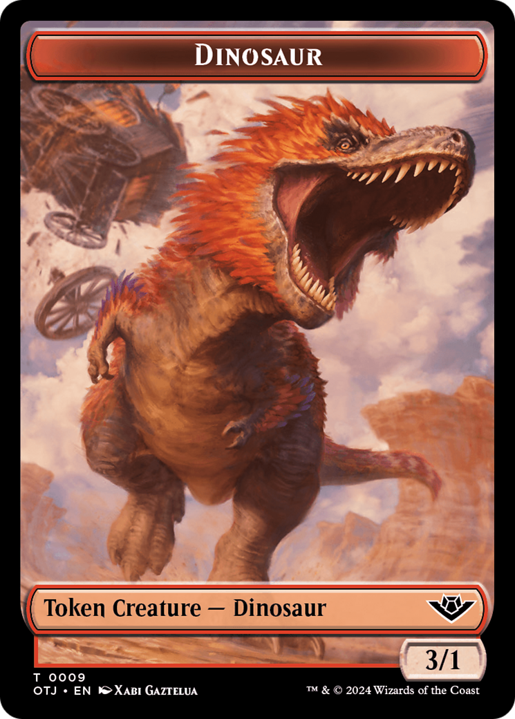 Dinosaur // Plot Double-Sided Token [Outlaws of Thunder Junction Tokens] | GrognardGamesBatavia