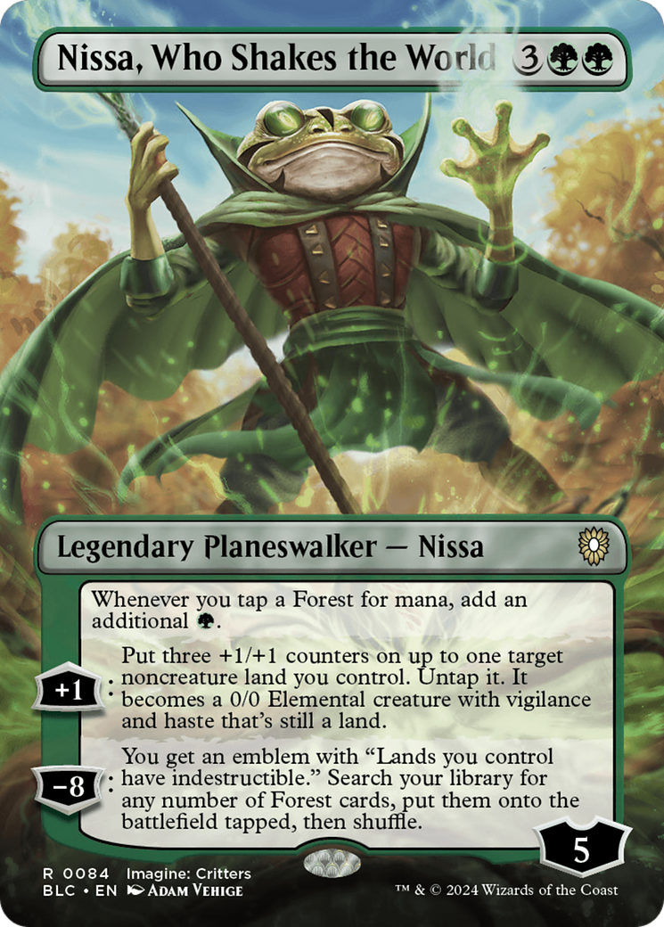 Nissa, Who Shakes the World (Borderless) [Bloomburrow Commander] | GrognardGamesBatavia