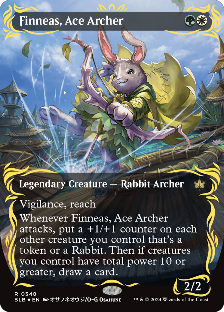 Finneas, Ace Archer (Borderless) (Raised Foil) [Bloomburrow] | GrognardGamesBatavia