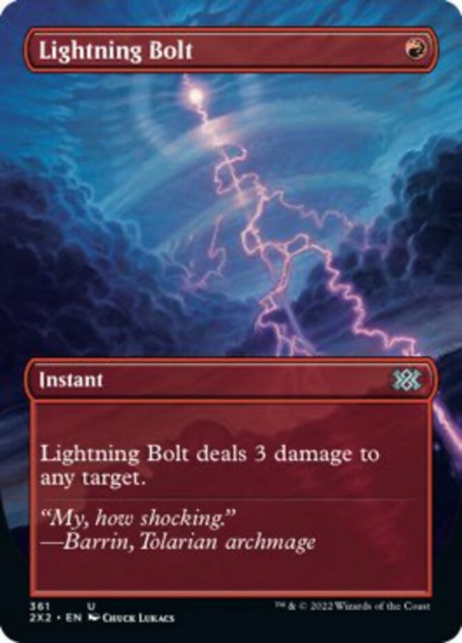 Lightning Bolt (Borderless Alternate Art) [Double Masters 2022] | GrognardGamesBatavia