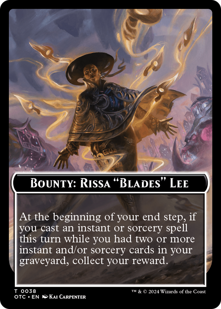 Bounty: Rissa "Blades" Lee // Bounty Rules Double-Sided Token [Outlaws of Thunder Junction Commander Tokens] | GrognardGamesBatavia