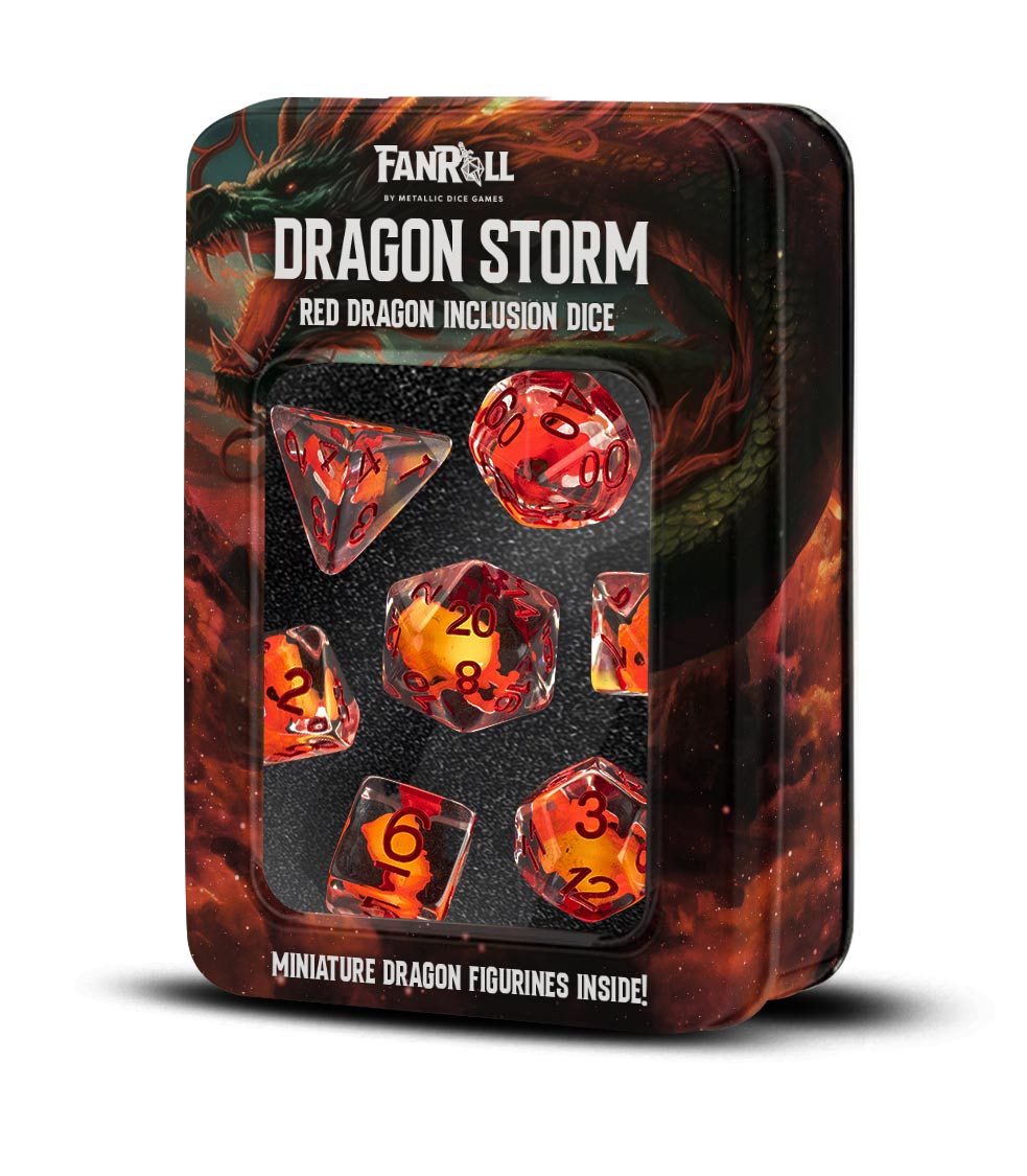 Fanroll Dragon Storm Inclusion Resin Dice: Red Dragon | GrognardGamesBatavia