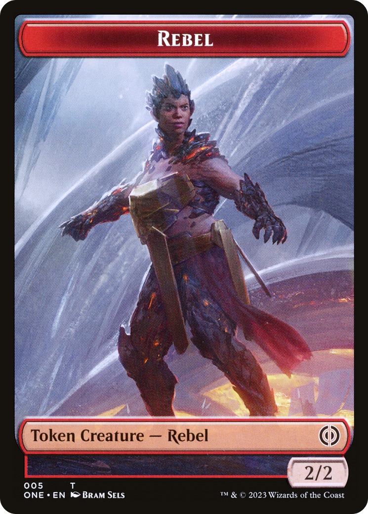 Rebel // The Hollow Sentinel Double-Sided Token [Phyrexia: All Will Be One Tokens] | GrognardGamesBatavia