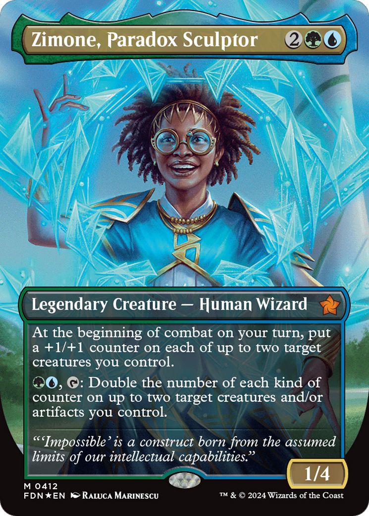 Zimone, Paradox Sculptor (Borderless) (Mana Foil) [Foundations] | GrognardGamesBatavia