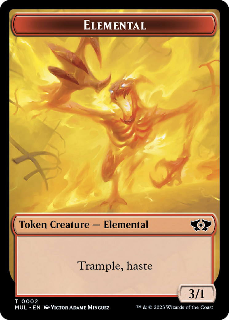 Elemental (2) // Teferi Akosa of Zhalfir Emblem Double-Sided Token [March of the Machine Tokens] | GrognardGamesBatavia