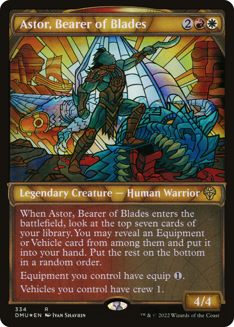 Astor, Bearer of Blades (Showcase Textured) [Dominaria United] | GrognardGamesBatavia