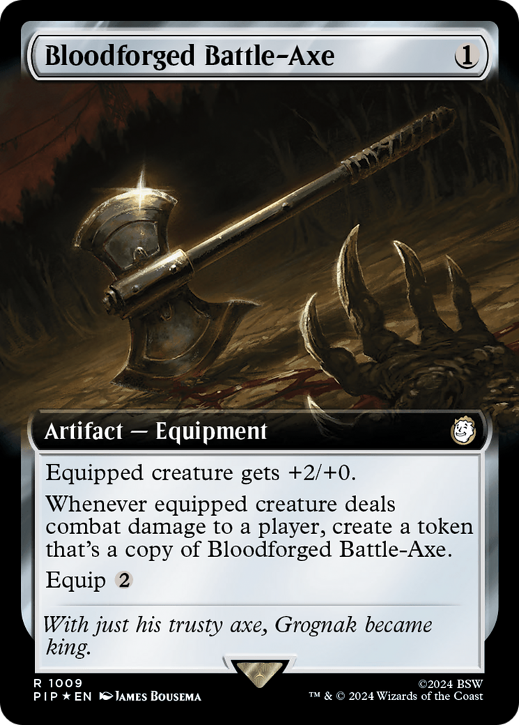 Bloodforged Battle-Axe (Extended Art) (Surge Foil) [Fallout] | GrognardGamesBatavia