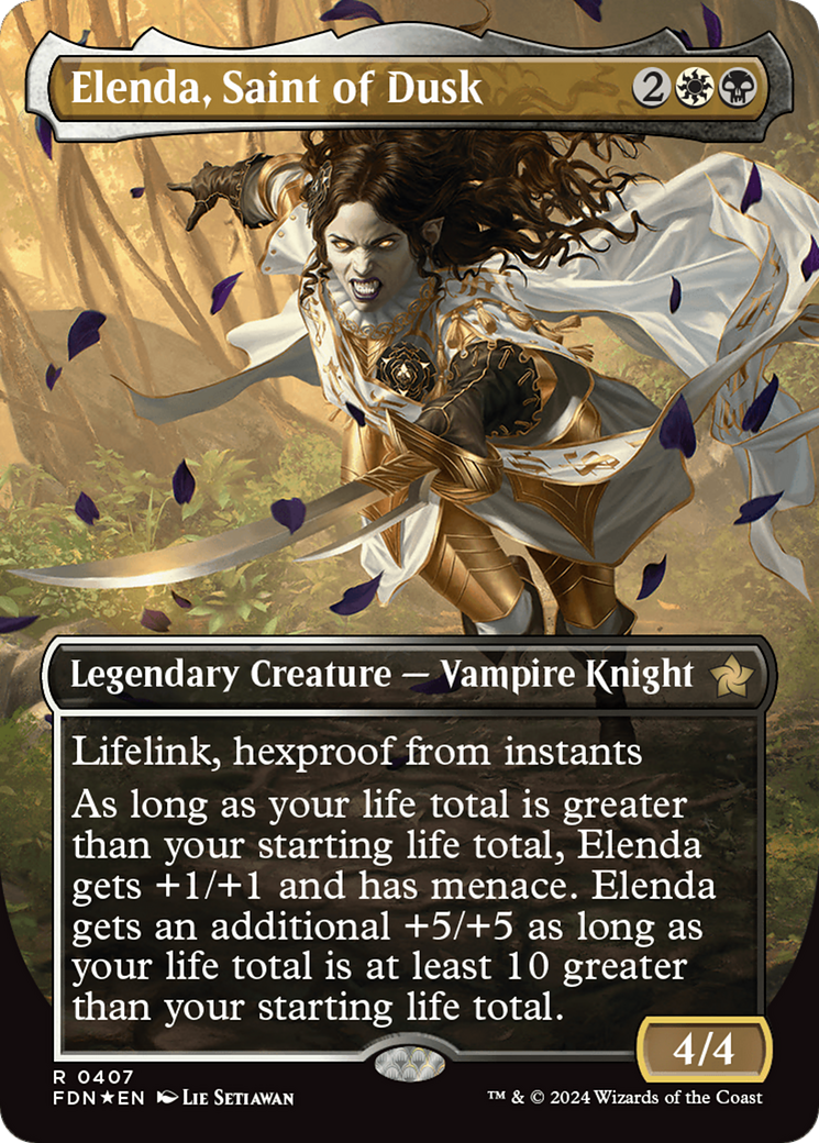 Elenda, Saint of Dusk (Borderless) (Mana Foil) [Foundations] | GrognardGamesBatavia