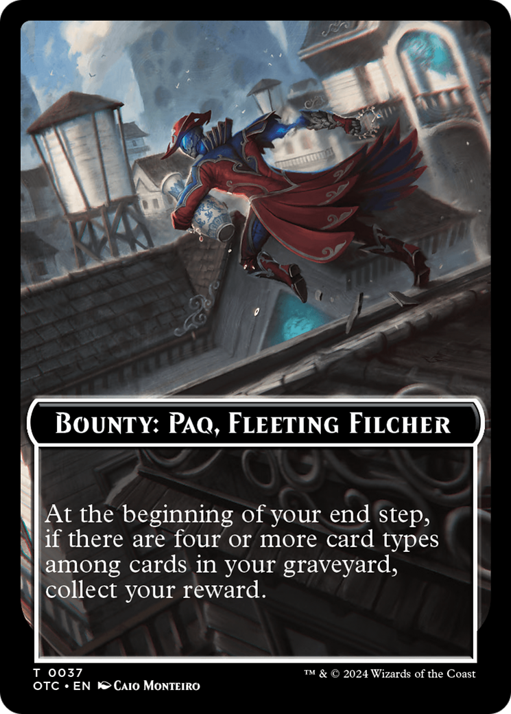 Bounty: Paq, Fleeting Filcher // Bounty Rules Double-Sided Token [Outlaws of Thunder Junction Commander Tokens] | GrognardGamesBatavia