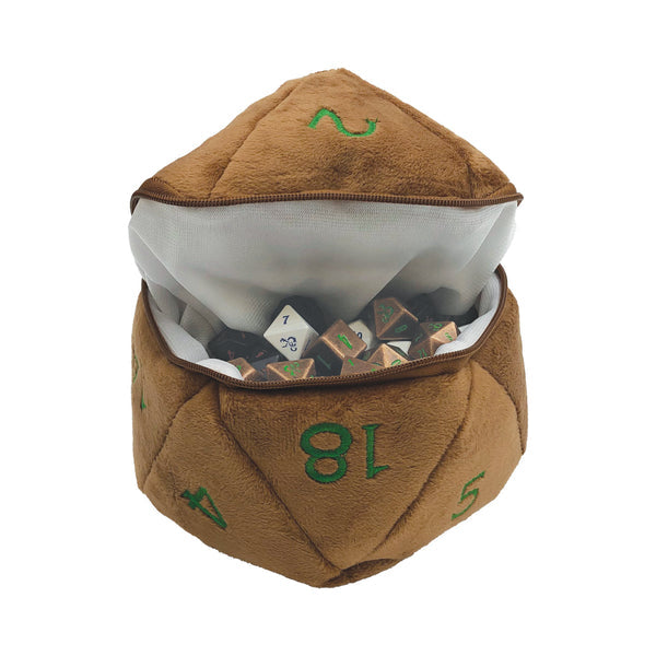 Feywild Copper and Green D20 Plush Dice Bag for Dungeons & Dragons | GrognardGamesBatavia