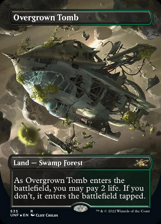 Overgrown Tomb (Borderless) (Galaxy Foil) [Unfinity] | GrognardGamesBatavia