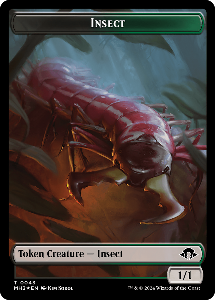 Insect (0043) (Ripple Foil) // Zombie Double-Sided Token [Modern Horizons 3 Tokens] | GrognardGamesBatavia