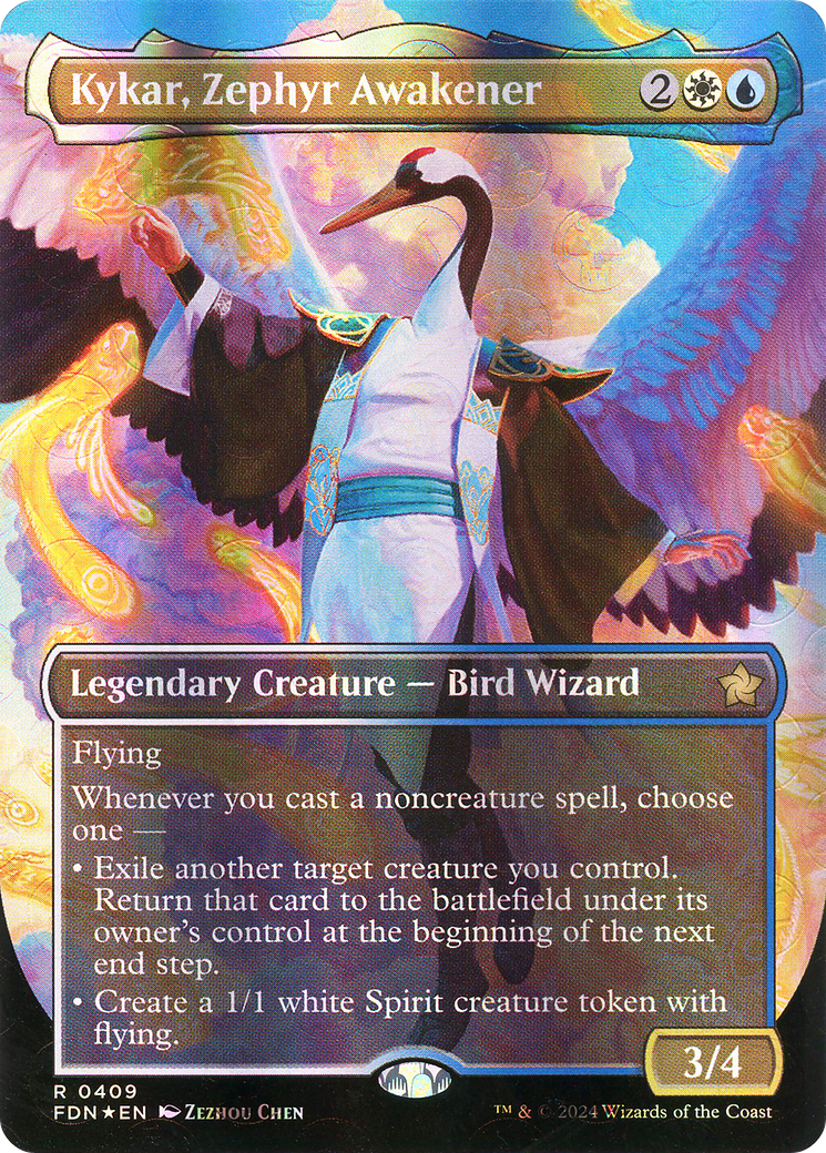 Kykar, Zephyr Awakener (Borderless) (Mana Foil) [Foundations] | GrognardGamesBatavia