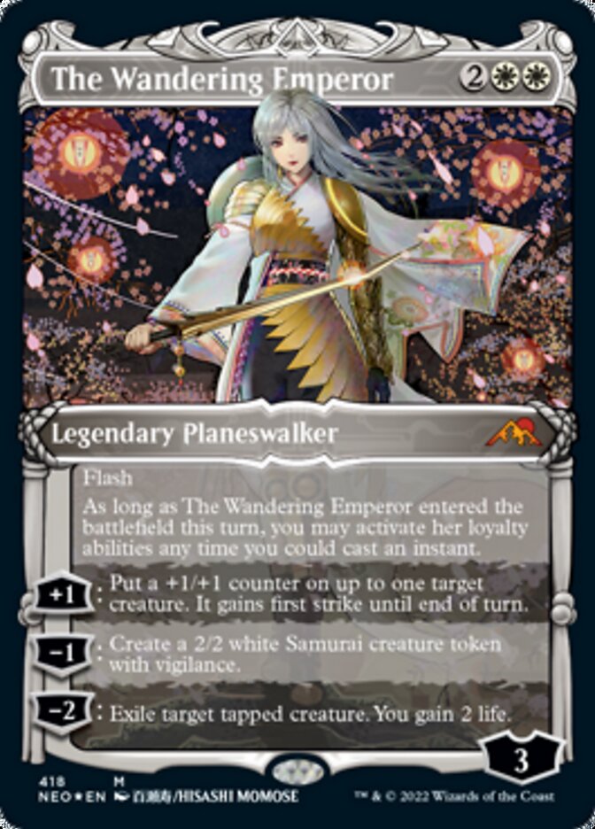 The Wandering Emperor (Showcase) (Foil Etched) [Kamigawa: Neon Dynasty] | GrognardGamesBatavia