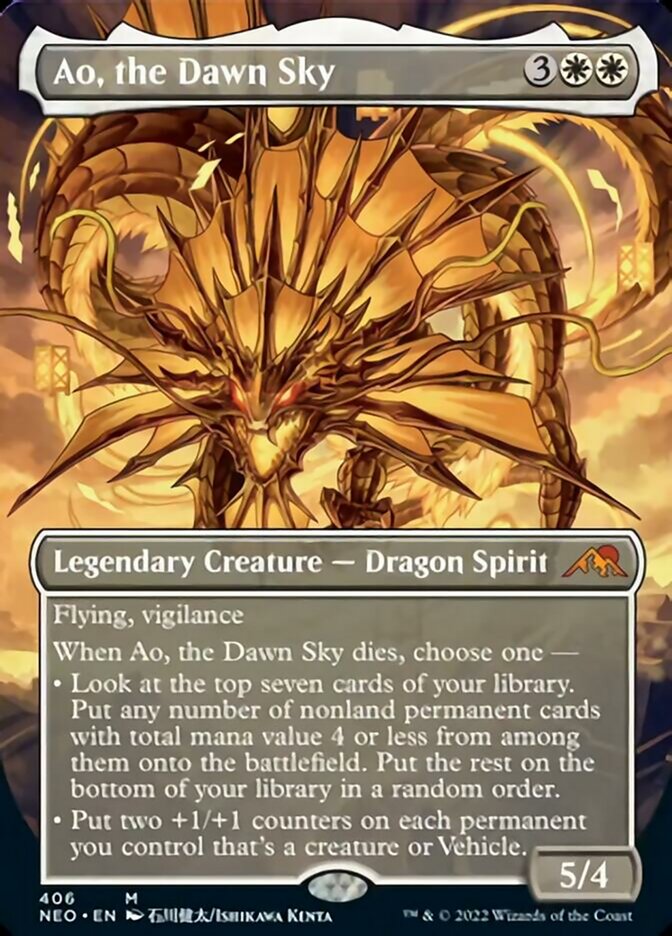 Ao, the Dawn Sky (Borderless Alternate Art) [Kamigawa: Neon Dynasty] | GrognardGamesBatavia