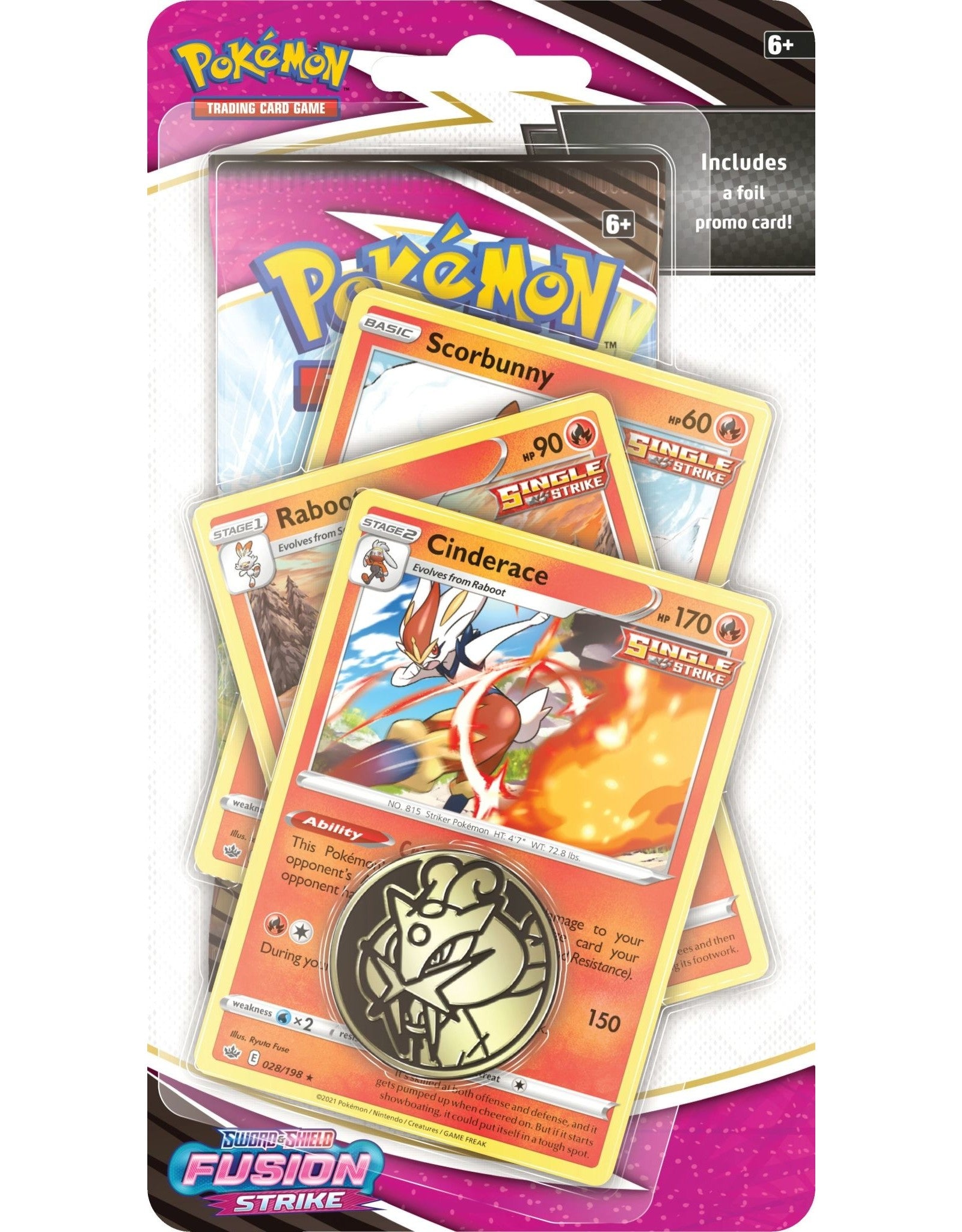 Sword & Shield: Fusion Strike - Single Pack Blister (Cinderace, Raboot, Scorbunny) | GrognardGamesBatavia