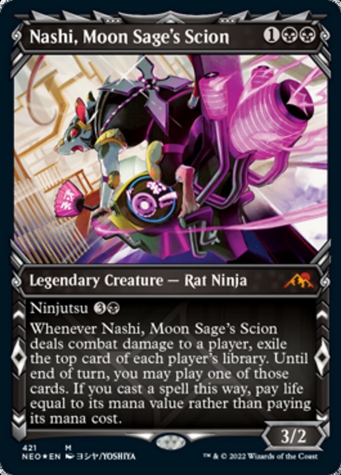 Nashi, Moon Sage's Scion (Showcase) (Foil Etched) [Kamigawa: Neon Dynasty] | GrognardGamesBatavia