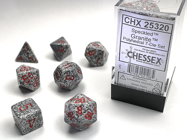 CHX25320 Speckled Granite 7 dice set | GrognardGamesBatavia