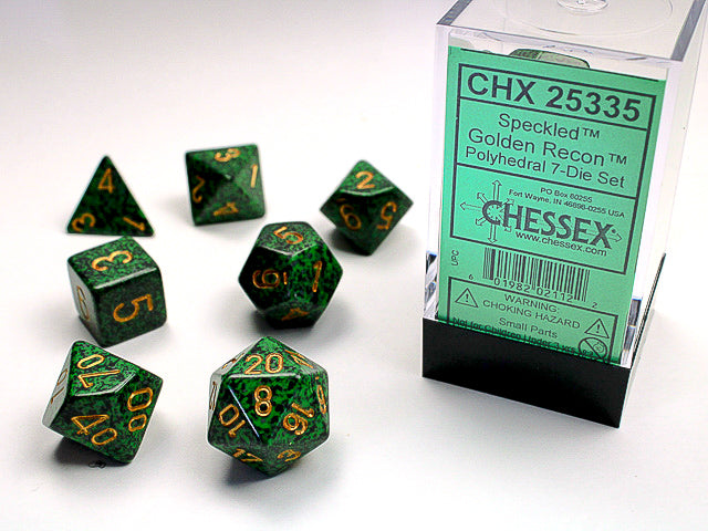 CHX25335 Speckled Golden Recon 7 dice set | GrognardGamesBatavia