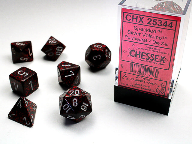 CHX25344 Speckled Silver/Volcano 7 dice set | GrognardGamesBatavia