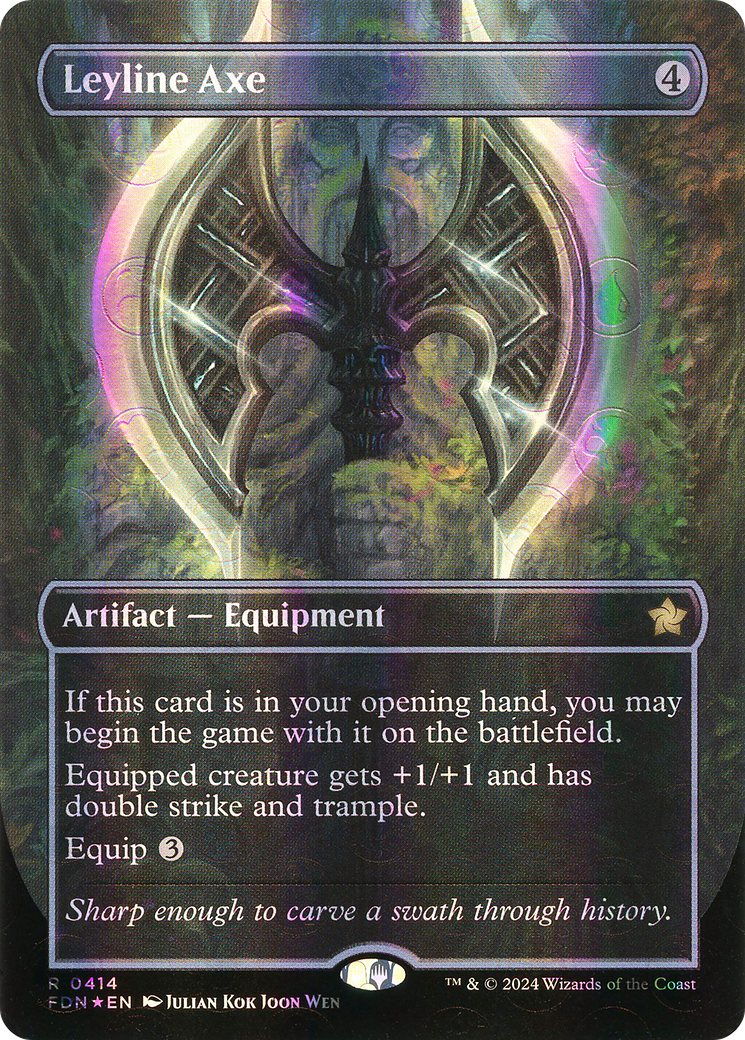Leyline Axe (Borderless) (Mana Foil) [Foundations] | GrognardGamesBatavia
