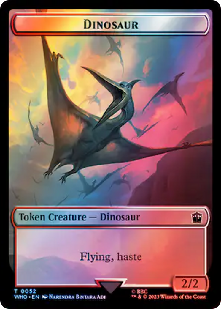 Human Rogue // Dinosaur Double-Sided Token (Surge Foil) [Doctor Who Tokens] | GrognardGamesBatavia