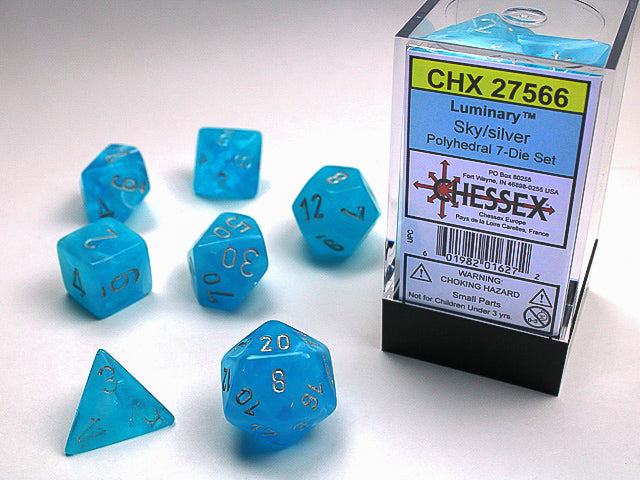 CHX27566 Polyhedral 7-Die Set: Luminary Sky/Silver | GrognardGamesBatavia