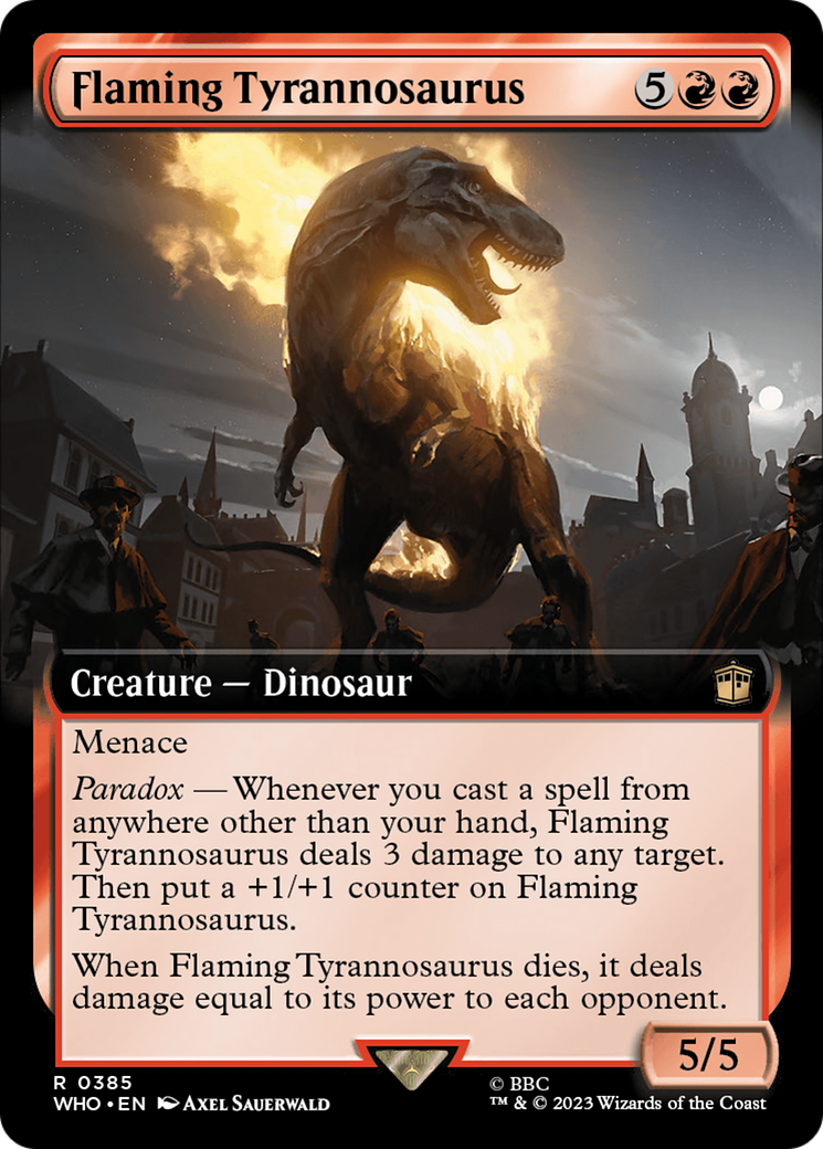 Flaming Tyrannosaurus (Extended Art) [Doctor Who] | GrognardGamesBatavia