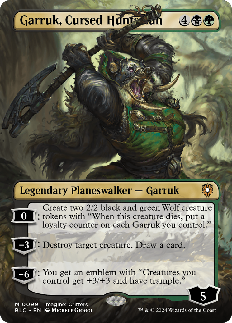 Garruk, Cursed Huntsman (Borderless) [Bloomburrow Commander] | GrognardGamesBatavia