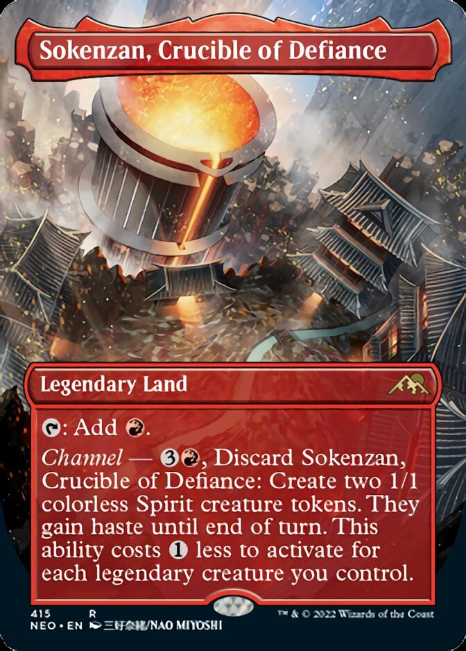 Sokenzan, Crucible of Defiance (Borderless Alternate Art) [Kamigawa: Neon Dynasty] | GrognardGamesBatavia