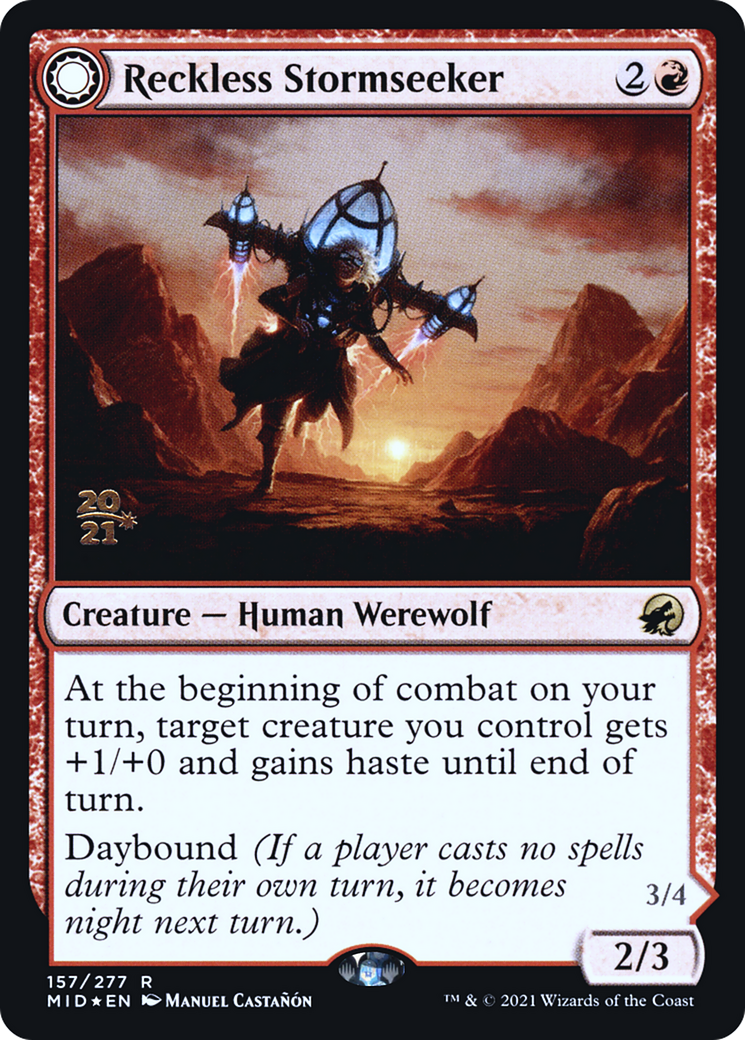 Reckless Stormseeker // Storm-Charged Slasher [Innistrad: Midnight Hunt Prerelease Promos] | GrognardGamesBatavia