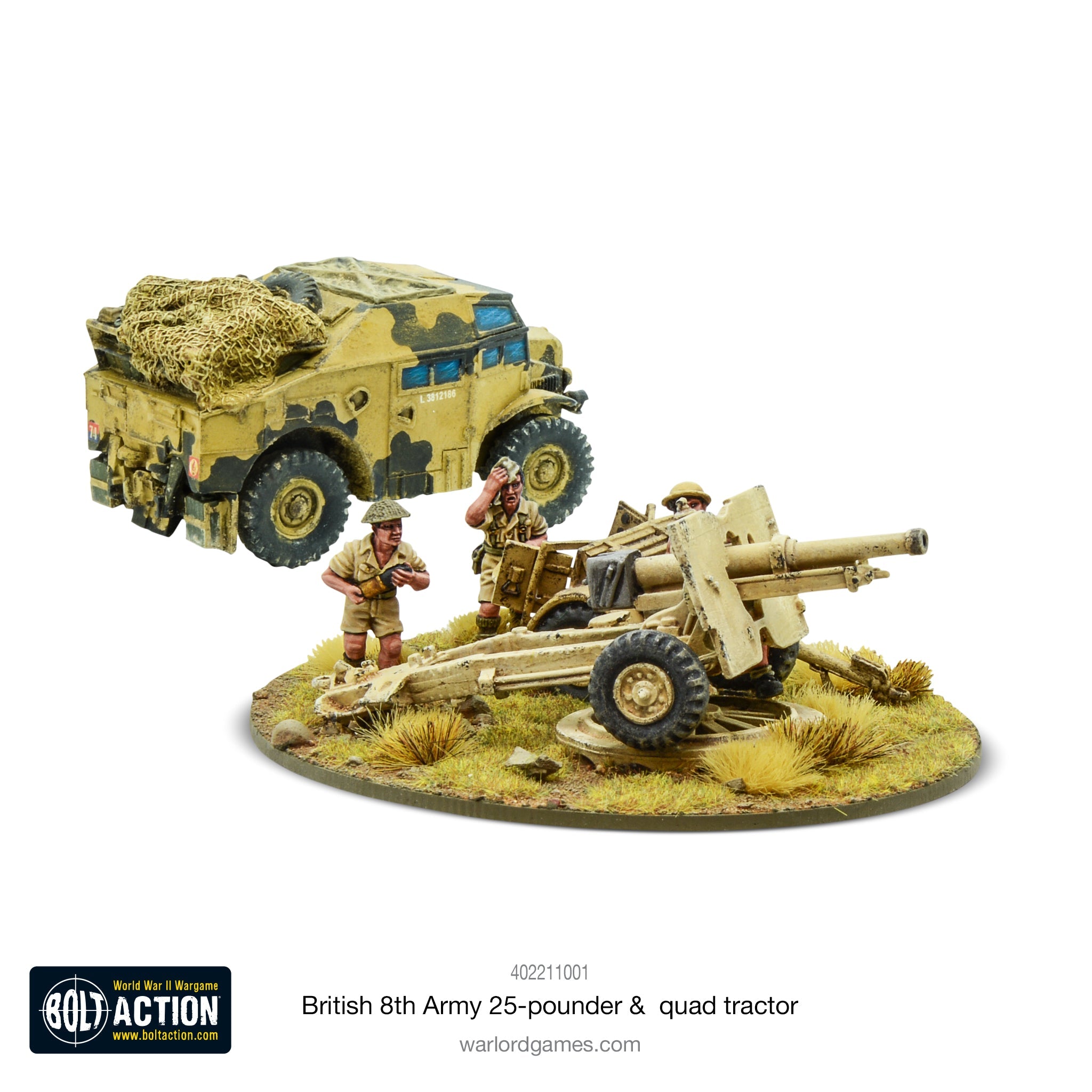 Bolt Action: British 8th Army 25 pounder LIght Artillery, Quad & Limber Box Set | GrognardGamesBatavia