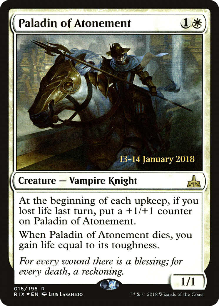 Paladin of Atonement [Rivals of Ixalan Prerelease Promos] | GrognardGamesBatavia