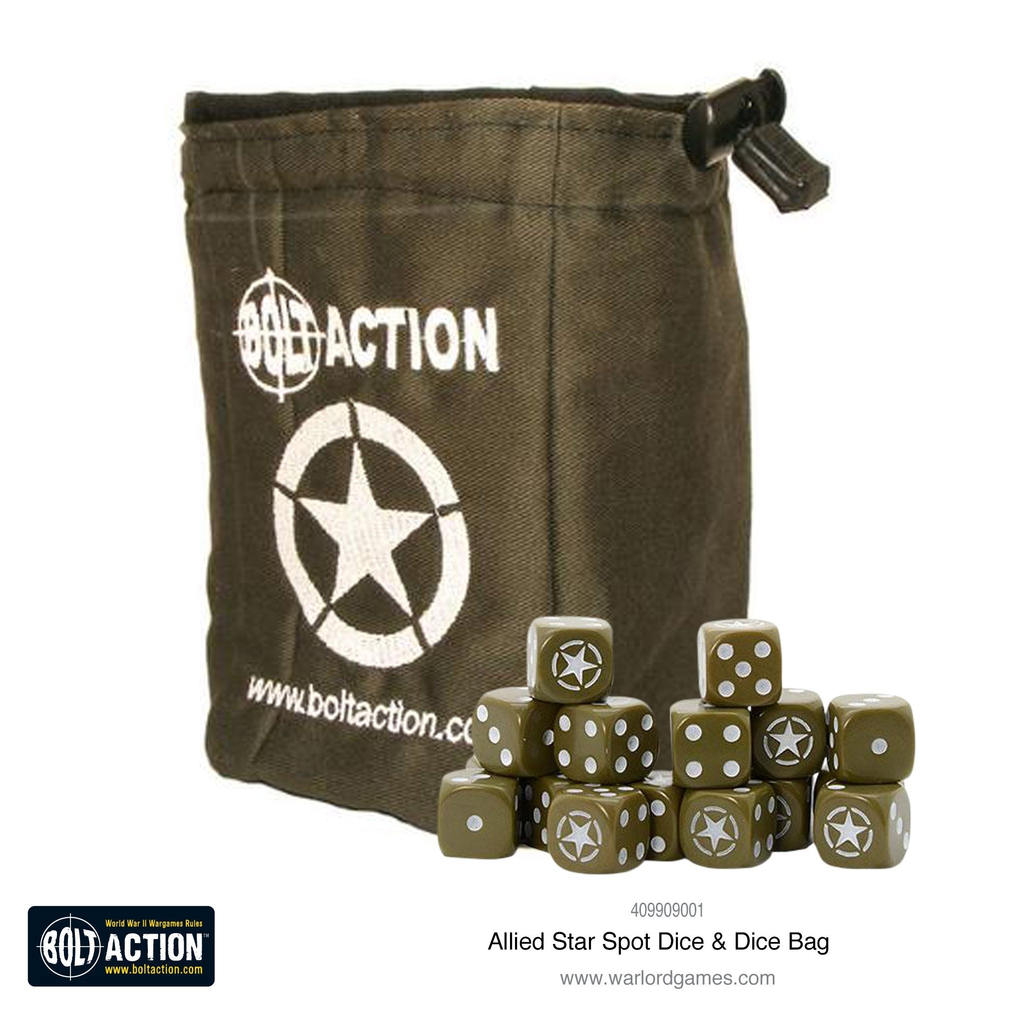 Bolt Action: Allied Star Order Dice and DIce Bag | GrognardGamesBatavia