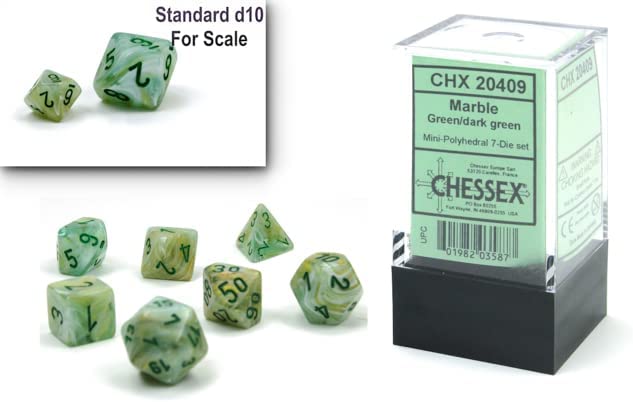 CHX20409 Mini Dice Marble Green/Dark Green | GrognardGamesBatavia