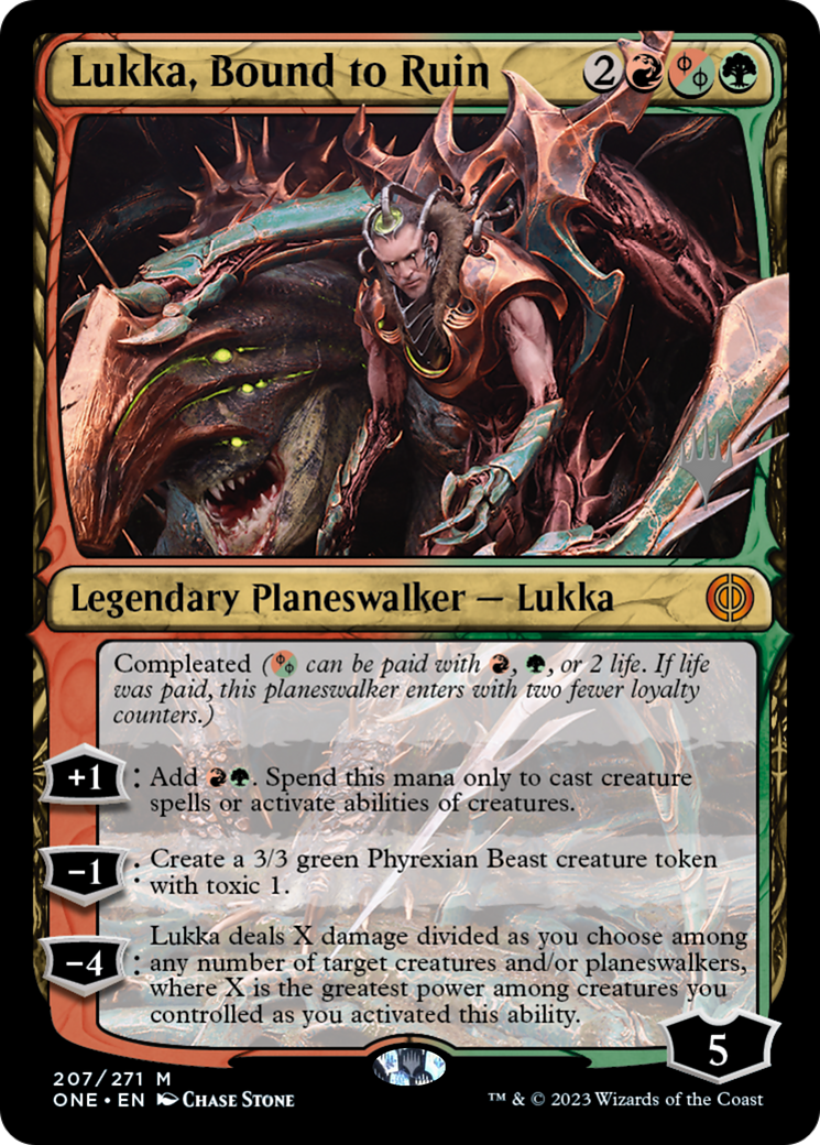 Lukka, Bound to Ruin (Promo Pack) [Phyrexia: All Will Be One Promos] | GrognardGamesBatavia
