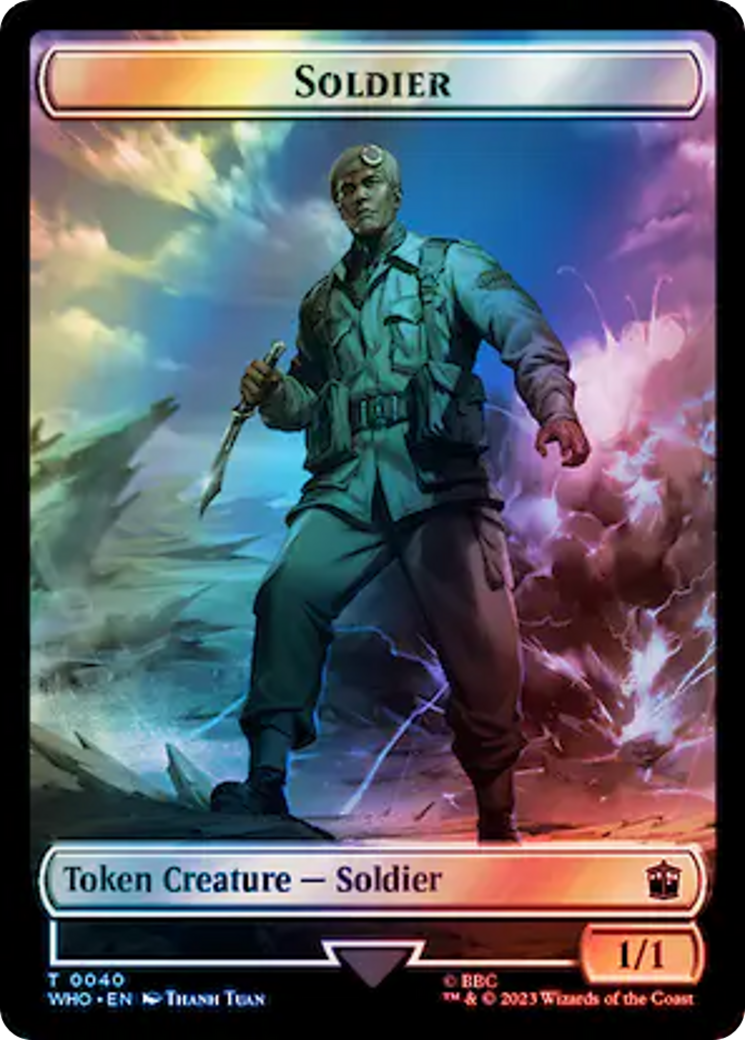 Soldier // Cyberman Double-Sided Token (Surge Foil) [Doctor Who Tokens] | GrognardGamesBatavia