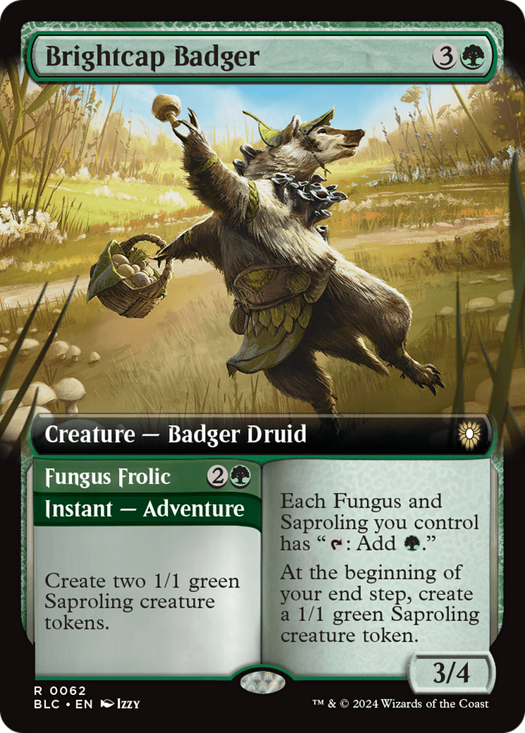 Brightcap Badger // Fungus Frolic (Extended Art) [Bloomburrow Commander] | GrognardGamesBatavia