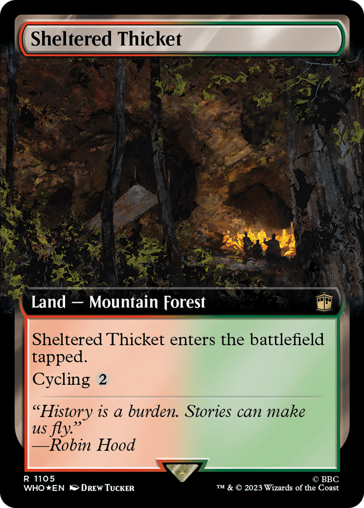 Sheltered Thicket (Extended Art) (Surge Foil) [Doctor Who] | GrognardGamesBatavia