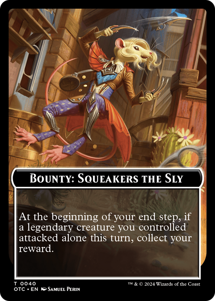 Bounty: Squeakers the Sly // Bounty Rules Double-Sided Token [Outlaws of Thunder Junction Commander Tokens] | GrognardGamesBatavia