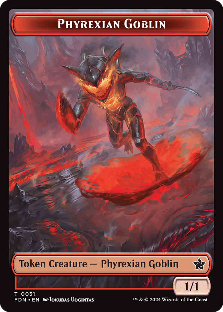 Cat (0027) // Phyrexian Goblin Double-Sided Token [Foundations Tokens] | GrognardGamesBatavia