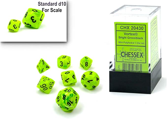 CHX20430 Mini Dice Vortex Bright Green/Black | GrognardGamesBatavia